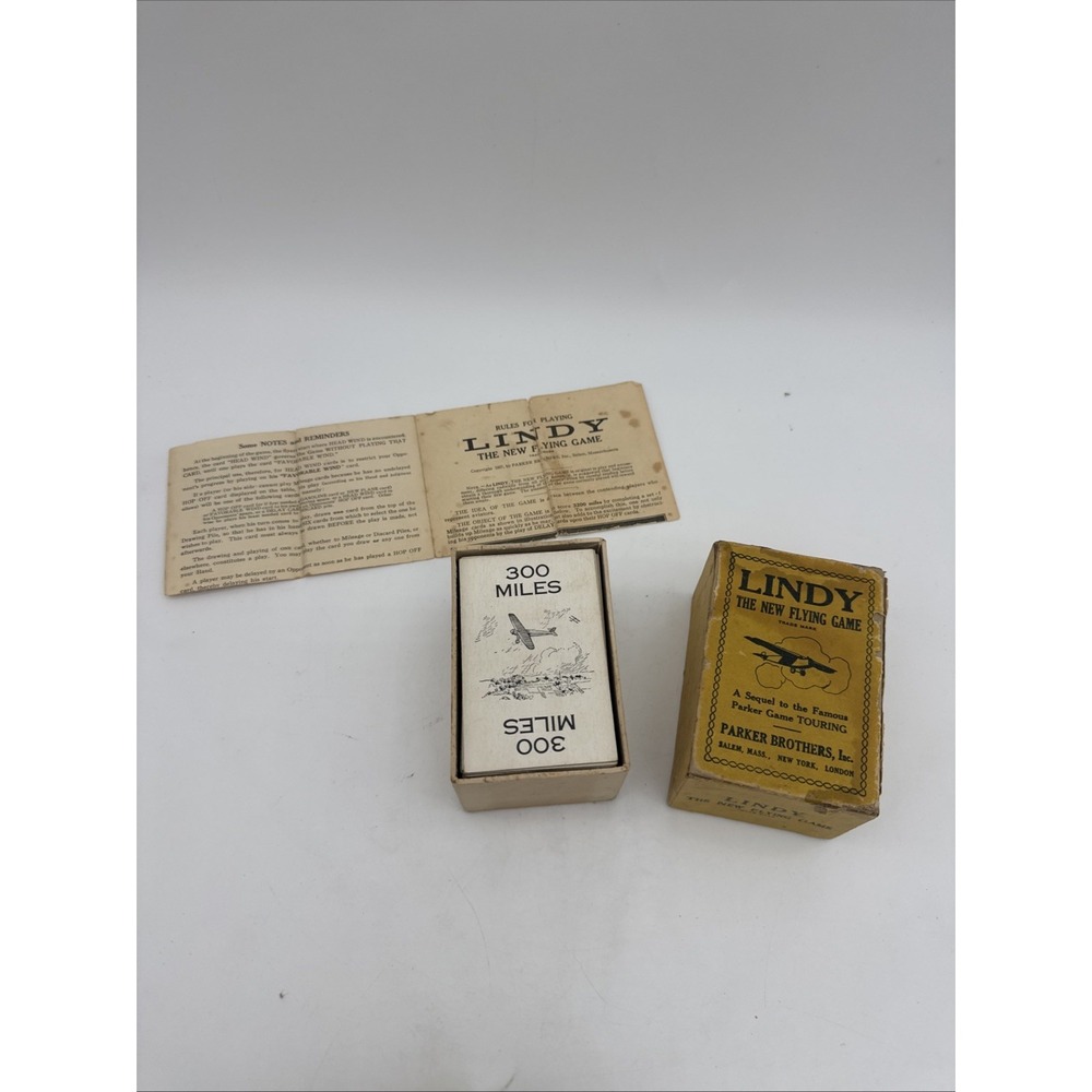 VINTAGE 1920's PARKER BROTHERS  LINDY The New Flying CARD GAME 98 Cards